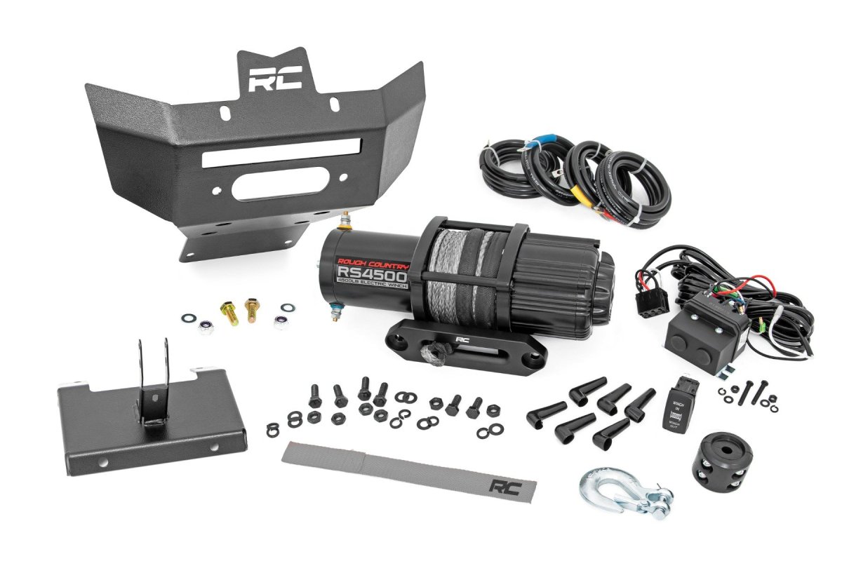 Can-Am Renegade 800R Winch Bumper - Rough Country - 4500-Lb Winch | Synthetic Rope - '10-'15